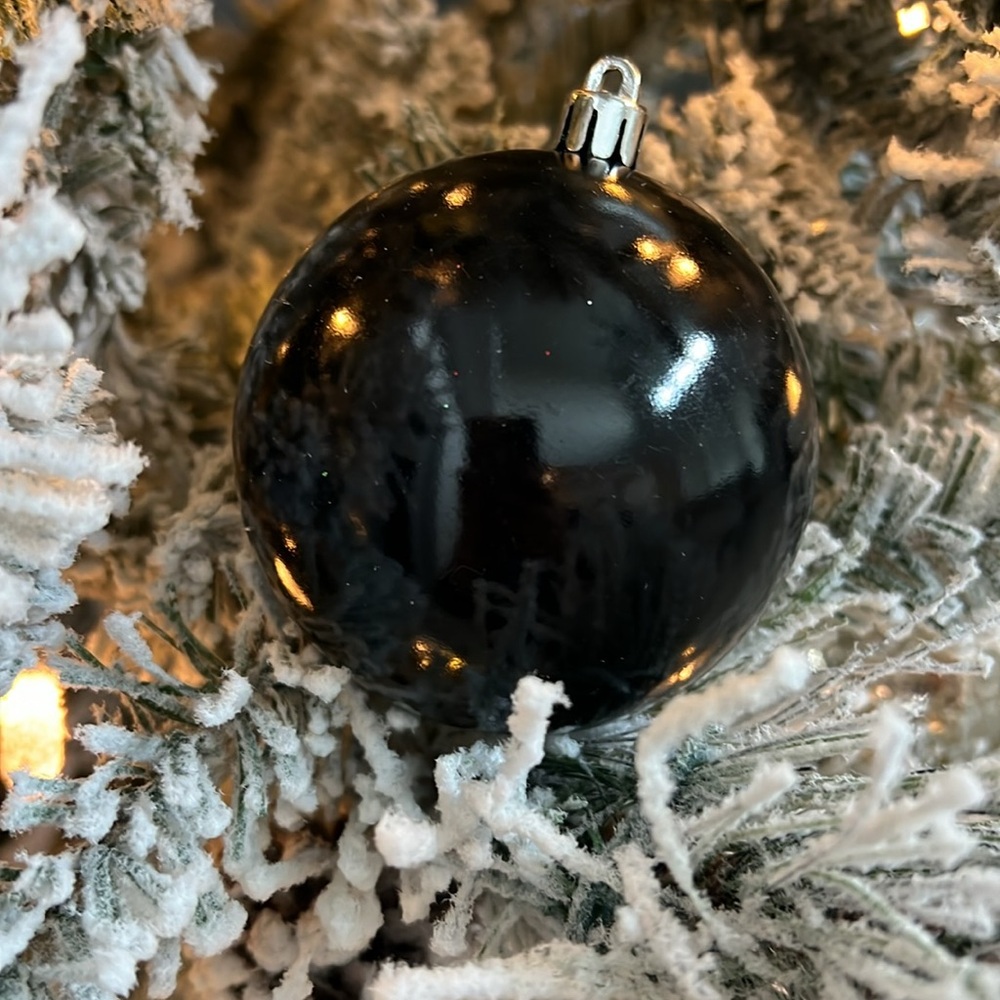 Lot‎ of 15 Black Ball Ornaments Medium